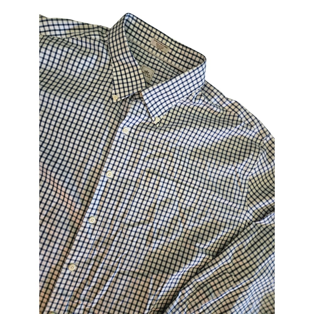 Peter Millar Nanoluxe Easy Care Blue Check Button Down Shirt Mens XXL 2XL